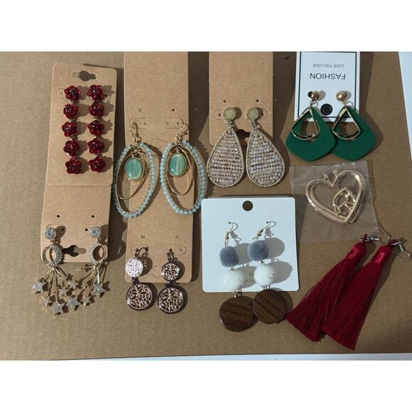 Beonon Trendy Statement Earrings Set – Mixed Designs for Women (9 Pairs) - Picture 1 of 6